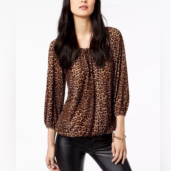 MICHAEL Michael Kors Tops - Michael Michael Kors Brown Leopard Print Blouse